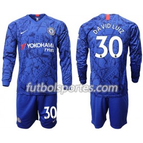Camisetas Niños Chelsea David Luiz 30 Primera Equipacion 2019/2020 Manga Larga